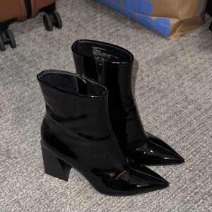 Steve Madden Patent Block Heel Ankle Boots